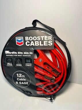 Chevron 8 Gauge Booster Cables 12 Ft Heavy Duty Copper Jumper Cables